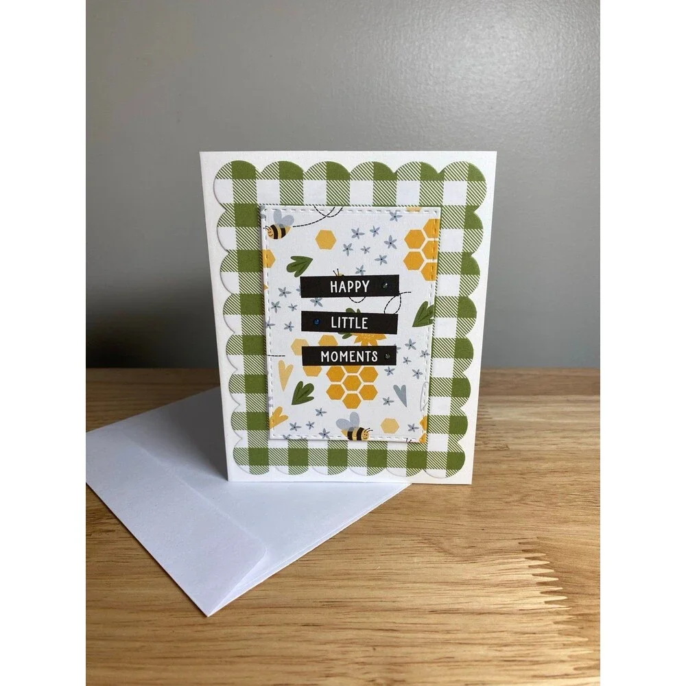 Bee & Flowers Greeting Card – Handmade A2 Card – All Occasion Blank Card